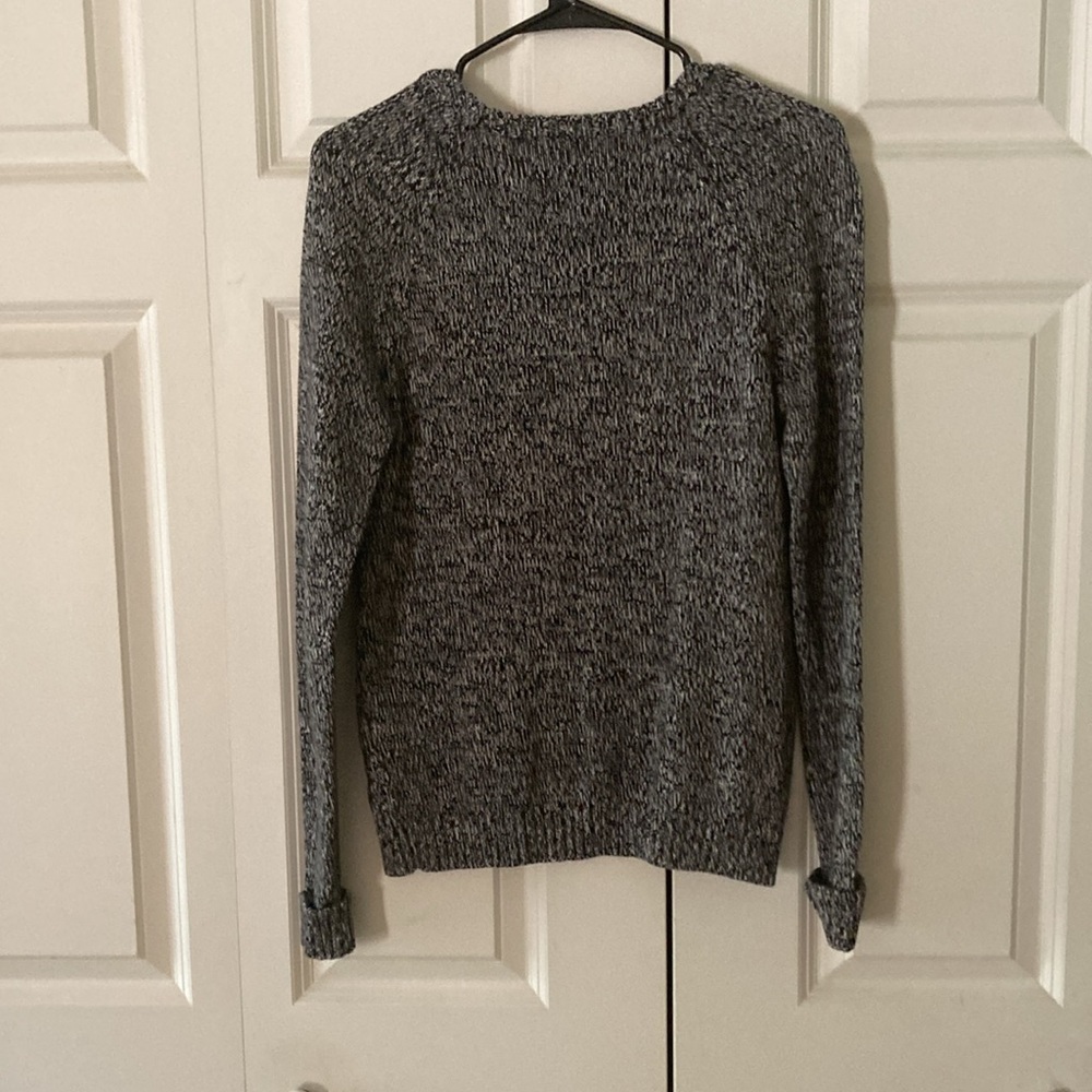 Lands End Drifter women med. cable knit sweater black white cozy fireside - Picture 2 of 8